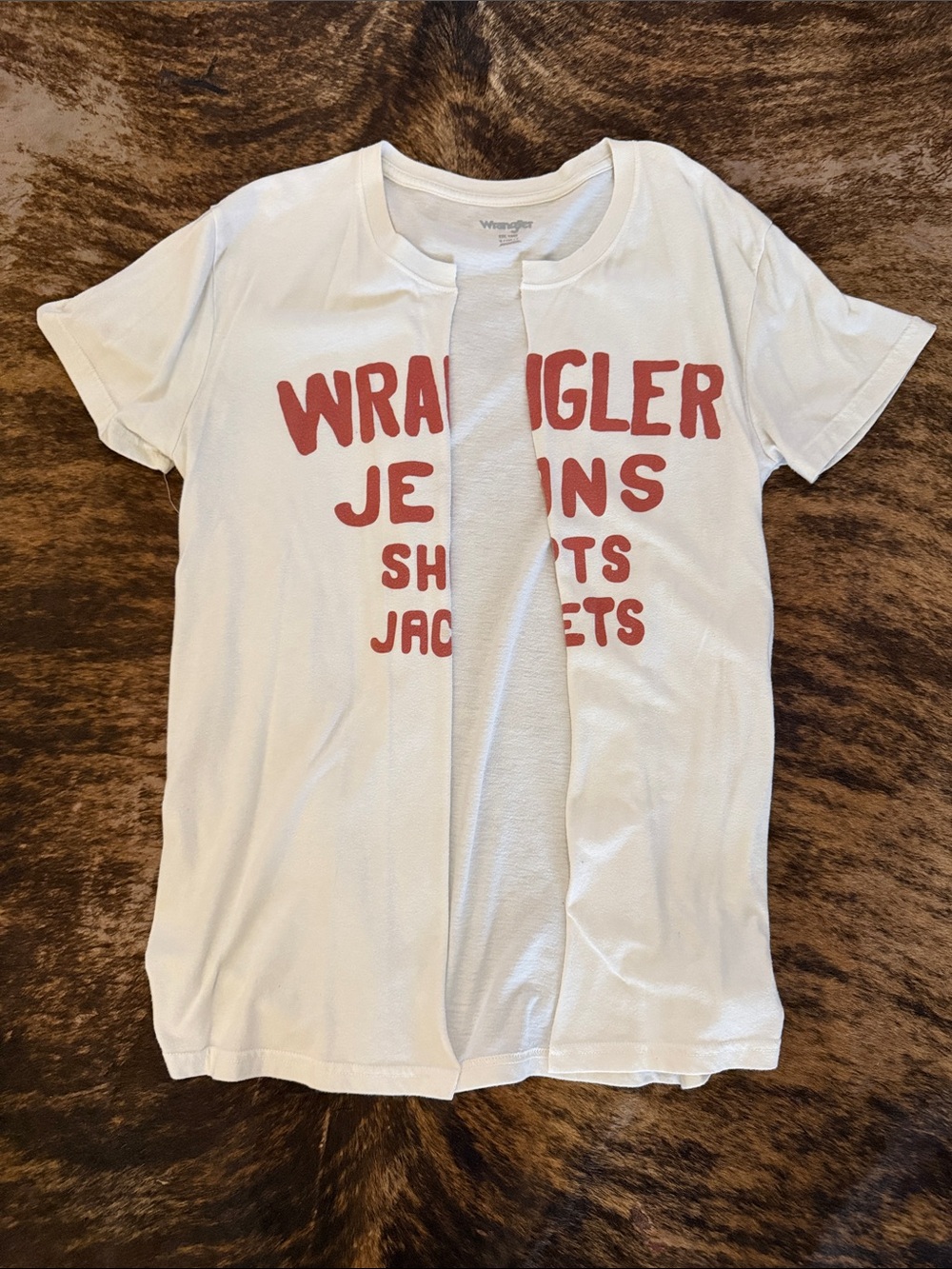 Wrangler White Tee with Rust Red Graphic